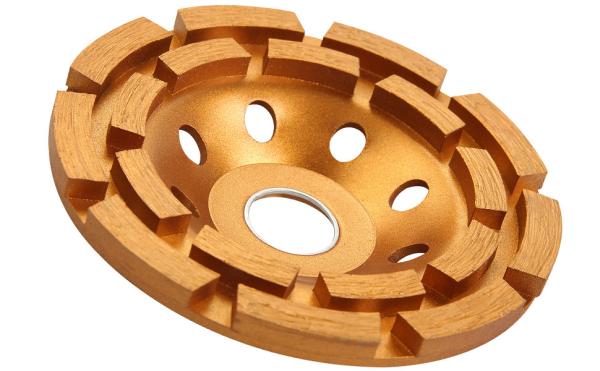 4.5 Inch Double Row Diamond Cup Grinding Wheel Gold for Angle Grinder Polishing and Cleaning Stone/Cement/Marble/Rock