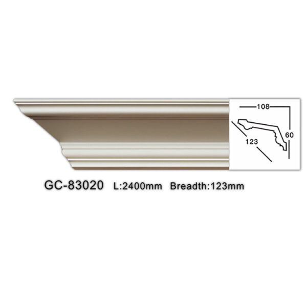 GC-83020 123mm Factory Wholesale Coastal Corrosion Resistance Smooth Pu Casted Polyurethane Crown Moldings For Ceiling