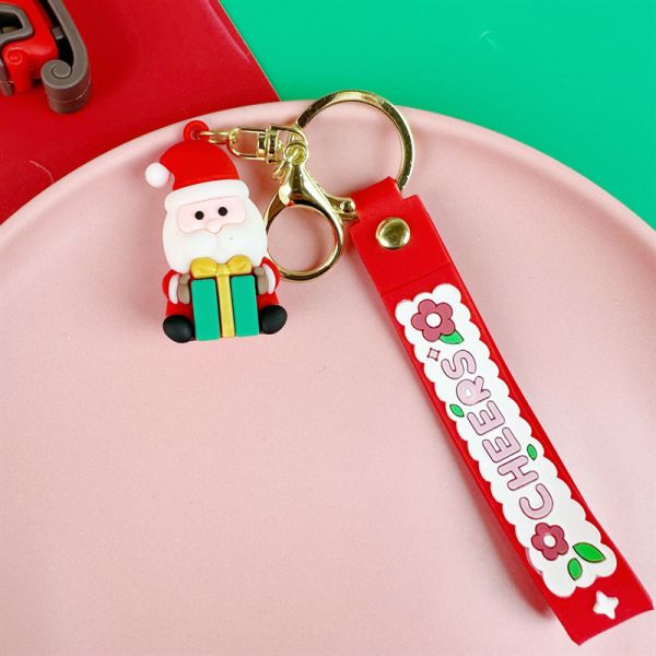 Милая рождественская силиконовая сумка подвеска ключевая цепь мягкая Kawaii автомобильная ключевая цепь заклинания для женщин мужчины рождественские подарки день рождения ребенка