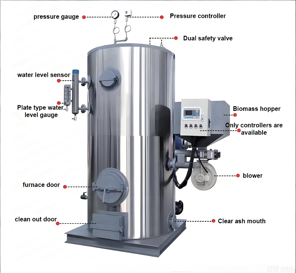 Fully Automatic 0.5 Ton Biomass Pellet Steam Boiler Vertical With PLC Control System