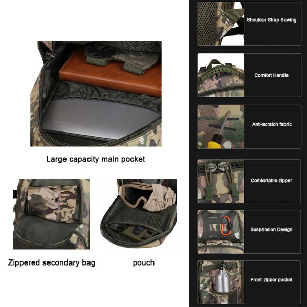 40L Mochila deportiva táctica Repelente de agua Bolsas de caza multifuncionales para montañismo