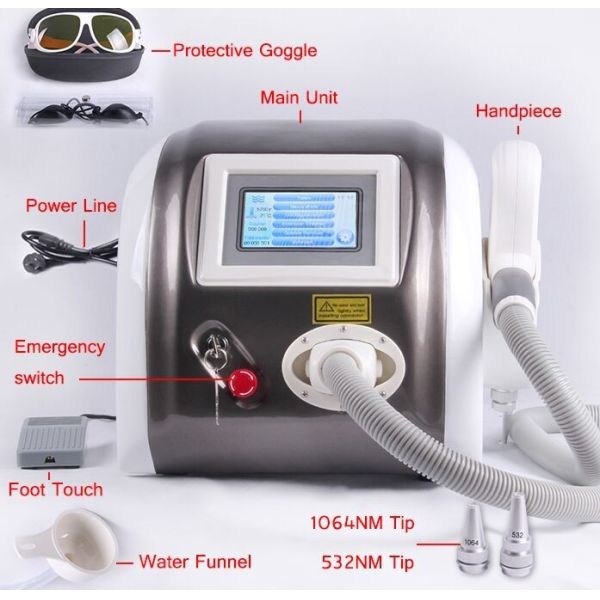 1064nm 532nm Q Switched Nd Yag Laser Tattoo Removal Machine F12 For Pigments Removal