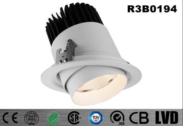 Round Adjustable 30W 2700-3000K Dia170*H149MM 30Deg Tiltable White Aluminum SHRAPCOB LED Interior IP20 Spot Down Lights