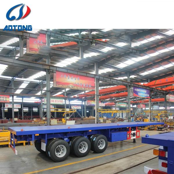 45 pés 3 eixos Container de transporte de carga Semi-remolque de cama plana para transporte de contêineres duplos