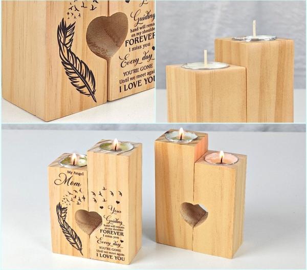 Décoration ambiante en bois écologique avec bougie de sublimation