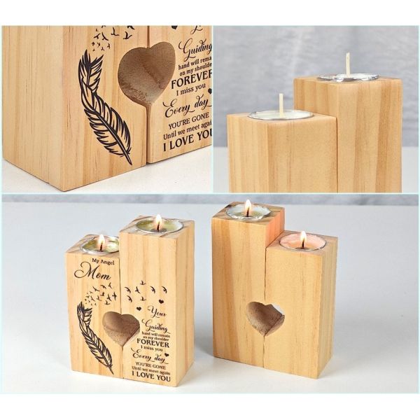 Eco Friendly Wooden Sublimation Candle Holder Ambient Decoration Couple Romantic Heart Shaped Wedding Decoration Candle Holder