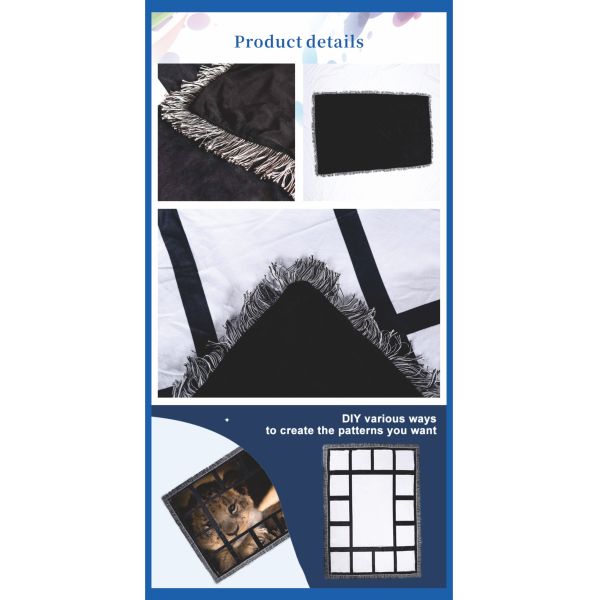 ZELOYAUT Wholesaler Sublimation Blankets,  Diy 15 Panel Throw Blanket, Custom100% Polyester Blanket for Livingroom Bedroom Study
