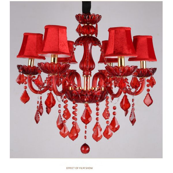 JYLIGHTING　Modern Crystal Drop Light K9 Crystal Pendant Lights For Weddings Ceiling Light Red For Wedding Lamp