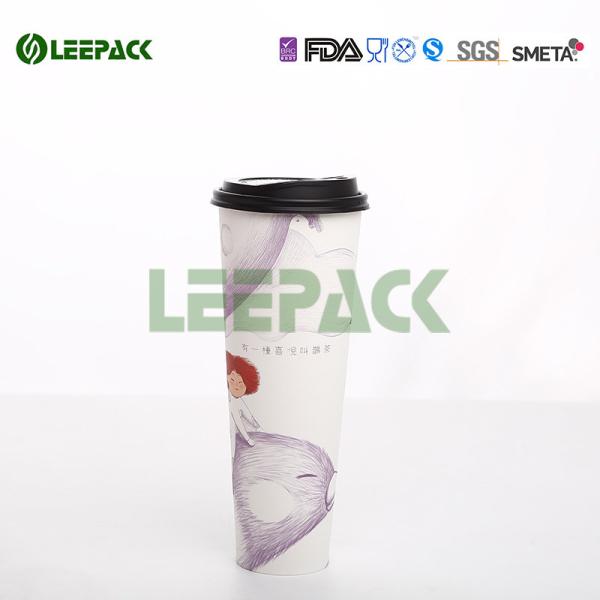 22OZ Hot Single Wall Paper Cups insulated eco disposable tea cups Bright Yellow Green Wholesale