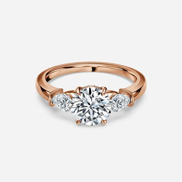 18K 14K 10K 9K Platinum Lab Created 3 Stone Diamond Ring IGI Certificated
