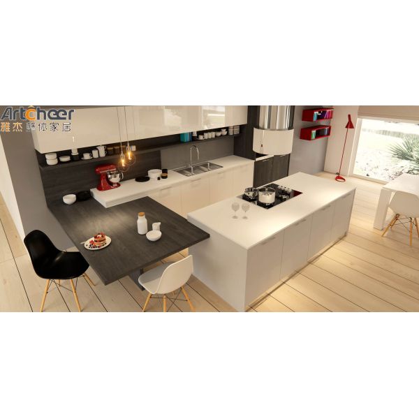 Scandinavian Design Modular Kitchen Cabinet with Customized Color and Durable L Shape Kitchen Furniture