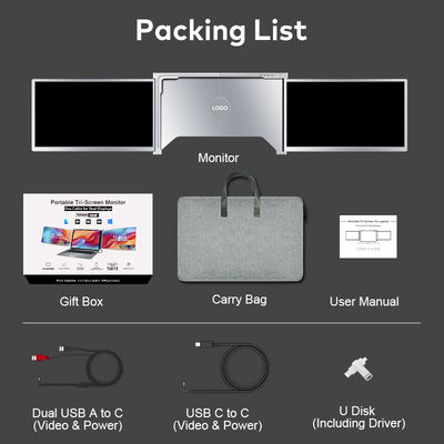 1 Cable 15.6 Inch Portable Monitor 1920x1080 Folding Screen Monitor With Type C