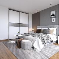 Fábrica Matt Cinza Modern Armário de Portas Deslizantes 180cm E1 Padrão Chapa