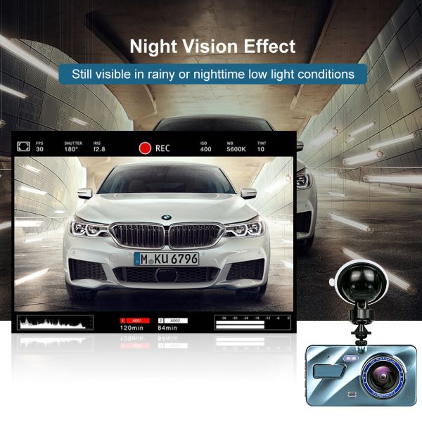 Автоматические двойные камеры Blackbox DVR Full HD 1080P 170-градусный экран с сенсорным экраном IPS Dash Cam