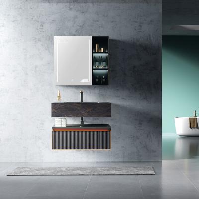 Luxurious Modern Style Single Mirror Vanity Sink Bathroom Storage Cabinet Bathroom Vanity