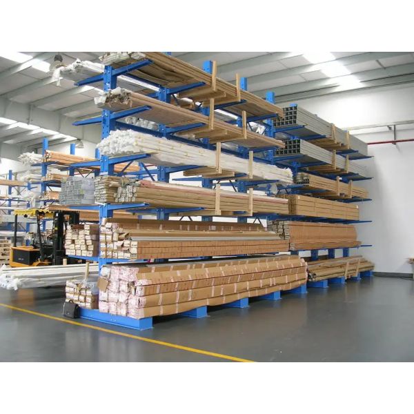 Powder Coated Double Sided Cantilever Racking Warehouse Metal Heavy Duty Cantilever Rack