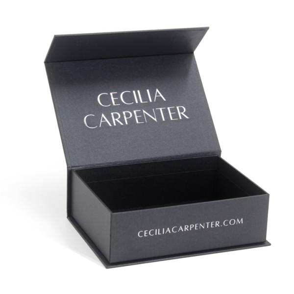 Grey Magnetic Gift Box Packaging With Custom Silvery Logo