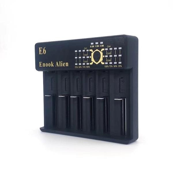 6 Slot Smart 18650 Carregador de bateria Li-ion com indicador de corrente LED