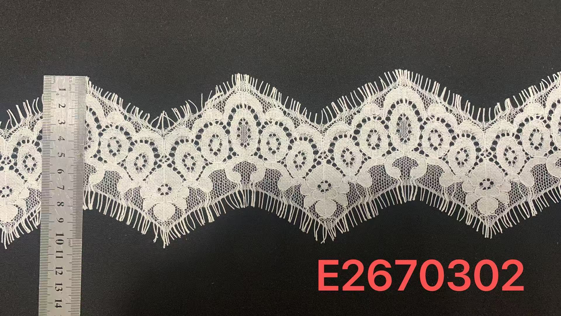 Eyelash Lace Trim 8cm 100% Nylon with Floral Hollow Patterns for Lingerie and