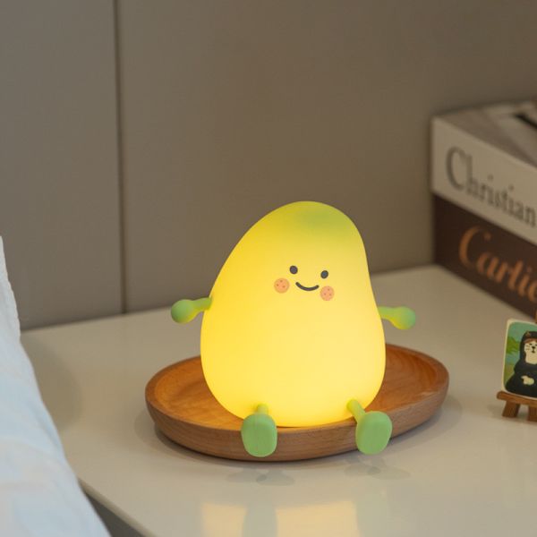 Милый ночной свет для детей Манго Спящая лампа Теплый свет Декорация спальни для детей Ночной свет Силиконный детский детский сад Ночной свет