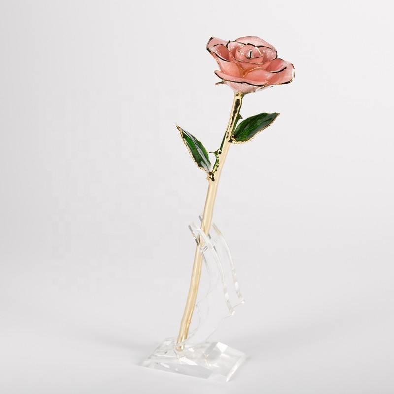 Wholesale Real Rose Dipped 24k Gold  Preserved Fresh Flower Peach pink Everlasting Rose for Valentine's Day, Birthday Gifts