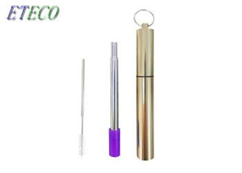 Food Grade Eco Friendly Stainless Steel Straws , Foldable Stainless Steel Straws
