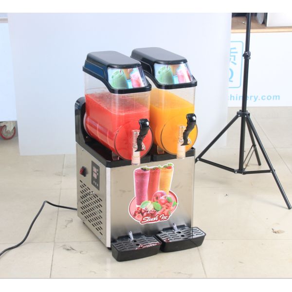 Ice Drink Beverage Commercial Slush Machine Red Stainless Steel With 2 Tanks