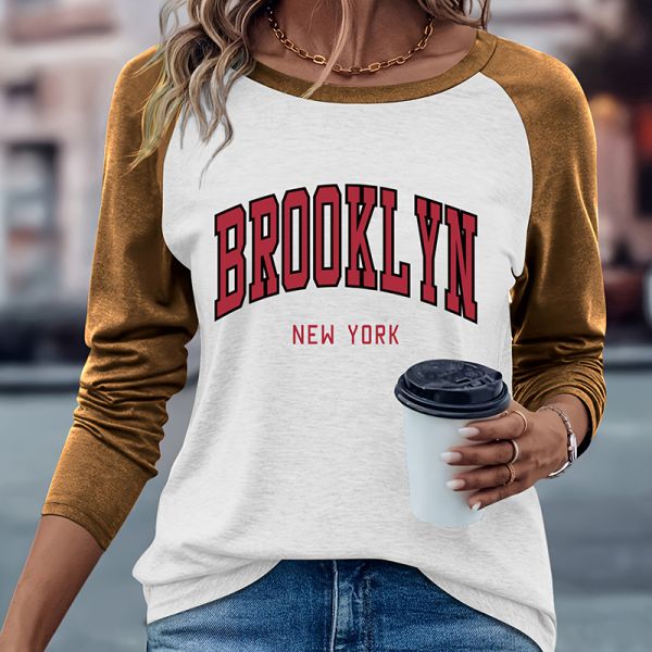 Relaxed Style Long Sleeve Crew Neck T Shirt Gradient Color Round Neck Long Sleeve Top