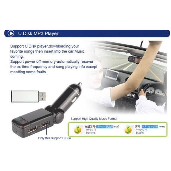 Professional Grade Bluetooth Car Charger Full Frequency FM Transmitter