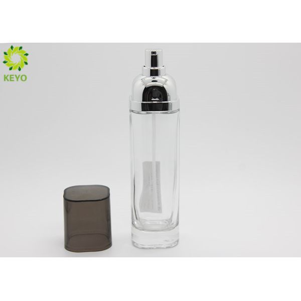 120ML Glass Lotion Jars , Glass Skin Care Packaging With Sliver Pump Cap