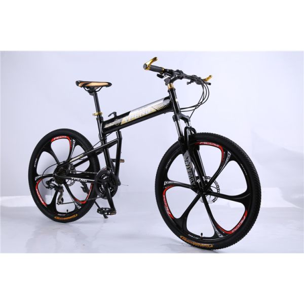 High quality OEM 6 spoke mag one wheel Shimano 21 speed black aluminium folding hummer mountain bicycle