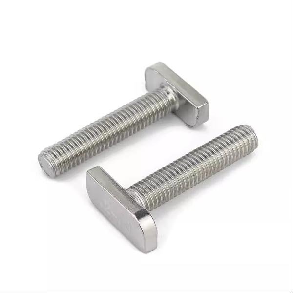 M8 M6 T Tracé de tête métallique 304 410 en acier inoxydable boulon plat pour profilé en aluminium