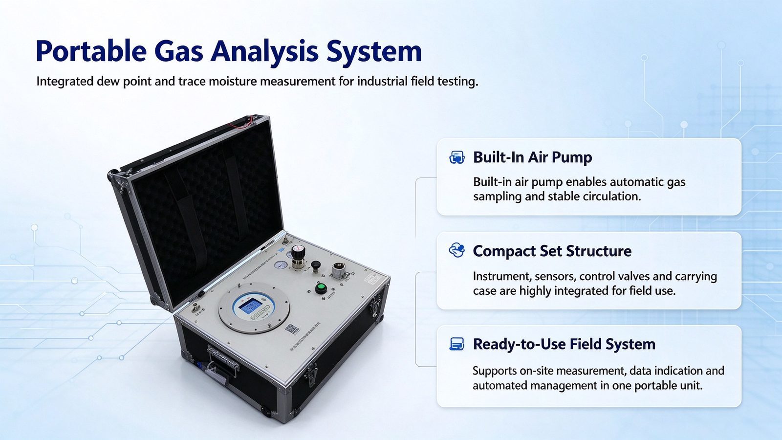 Portable Gas Dew Point Micro Water Analyzer Metal Construction Detector