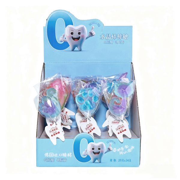 20g Flat Crystal Lollipop Assorted Cartoon Shape Sugar Free Hard Candy Sweets