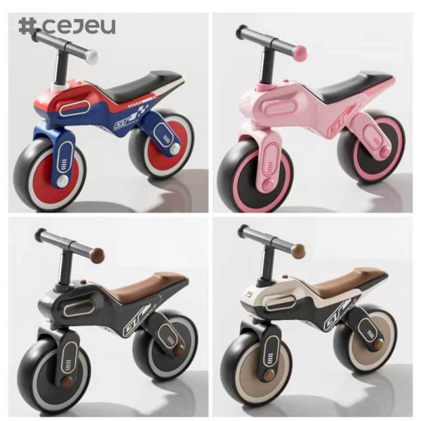 CJ-DQ-GT-01 Soft Upholstered Seats Plastic Toddler Foot-Powered 2-Wheel Balance Bike Shock Absorber 1-6 Years Old Pedal-Free Ride-On Toy