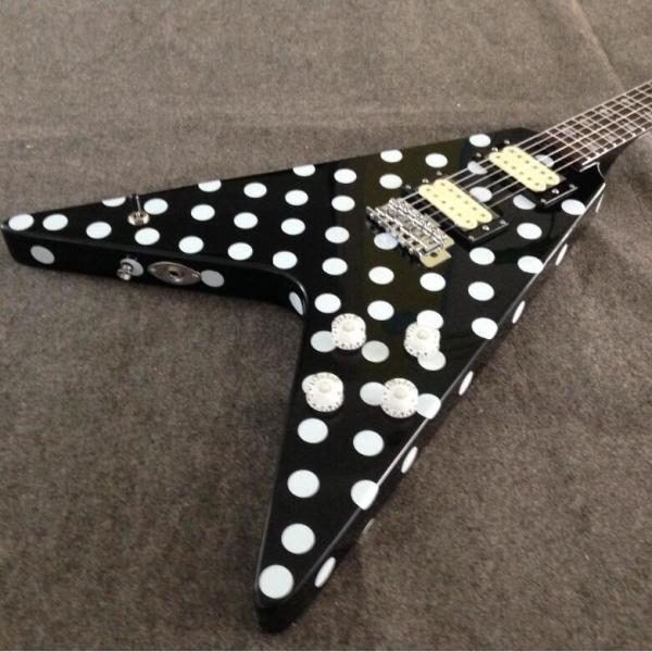 Stock Randy Rhoads Guitar Harpoon Polka Dot Flying V standard electric Guitar Replica Collectible