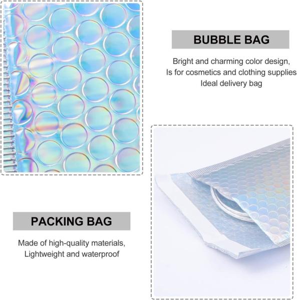 CTCX Custom Holographic Cushion Insulated Bubble Mailers Matte Aluminum Glamour Bubble Colored Metallic Foil Bubble Mailer