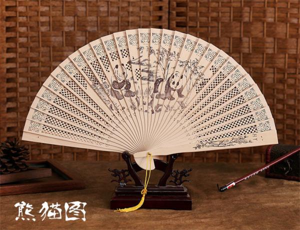 Small Chinese Wooden Hand Fans Carved Personalized Folding Fans For Weddings