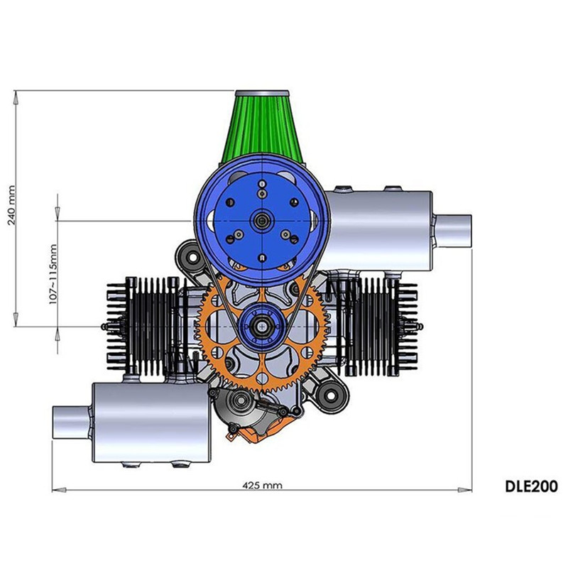 New Dle200 Cc Gasoline Engine for Paramotor ( Standard Version)