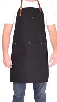 Black Denim Bib Apron , 100% Cotton Fabric Professional BBQ Chef Apron