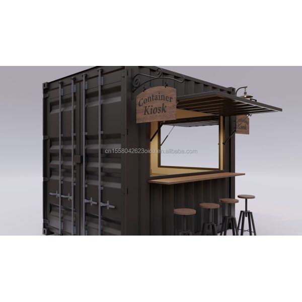 Boutique en acier préfabriquée de 10 pieds 20 pieds Container Kiosque Mobile Mini Bar pour cuisine et restaurant en plein air Boutique de design mobile