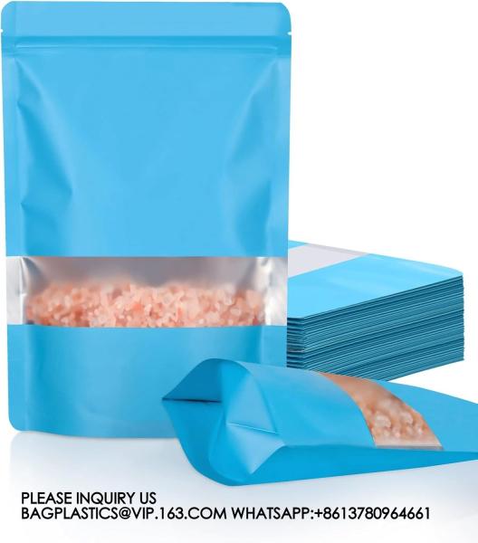 Smell Proof Bags Resealable Bags With Matte Window, Foil Pouch Stand Up Sealable Bags For Packaging