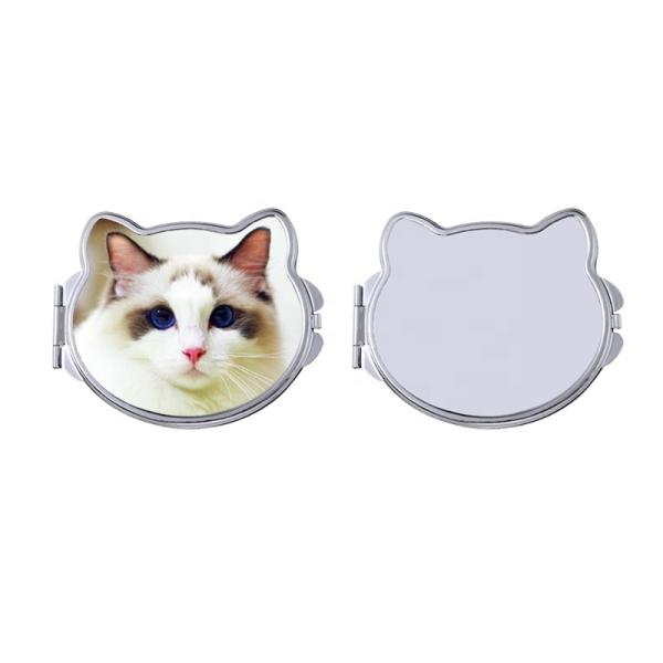Personalized Cat Shape Sublimation Compact Mirror Makeup Mirror For Sublimation