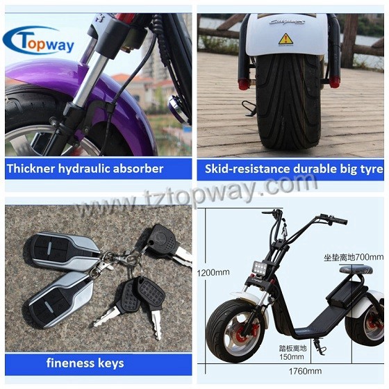 1000w 12inch 60V 12Ah 45KPH fat tire citicoco electric scooter