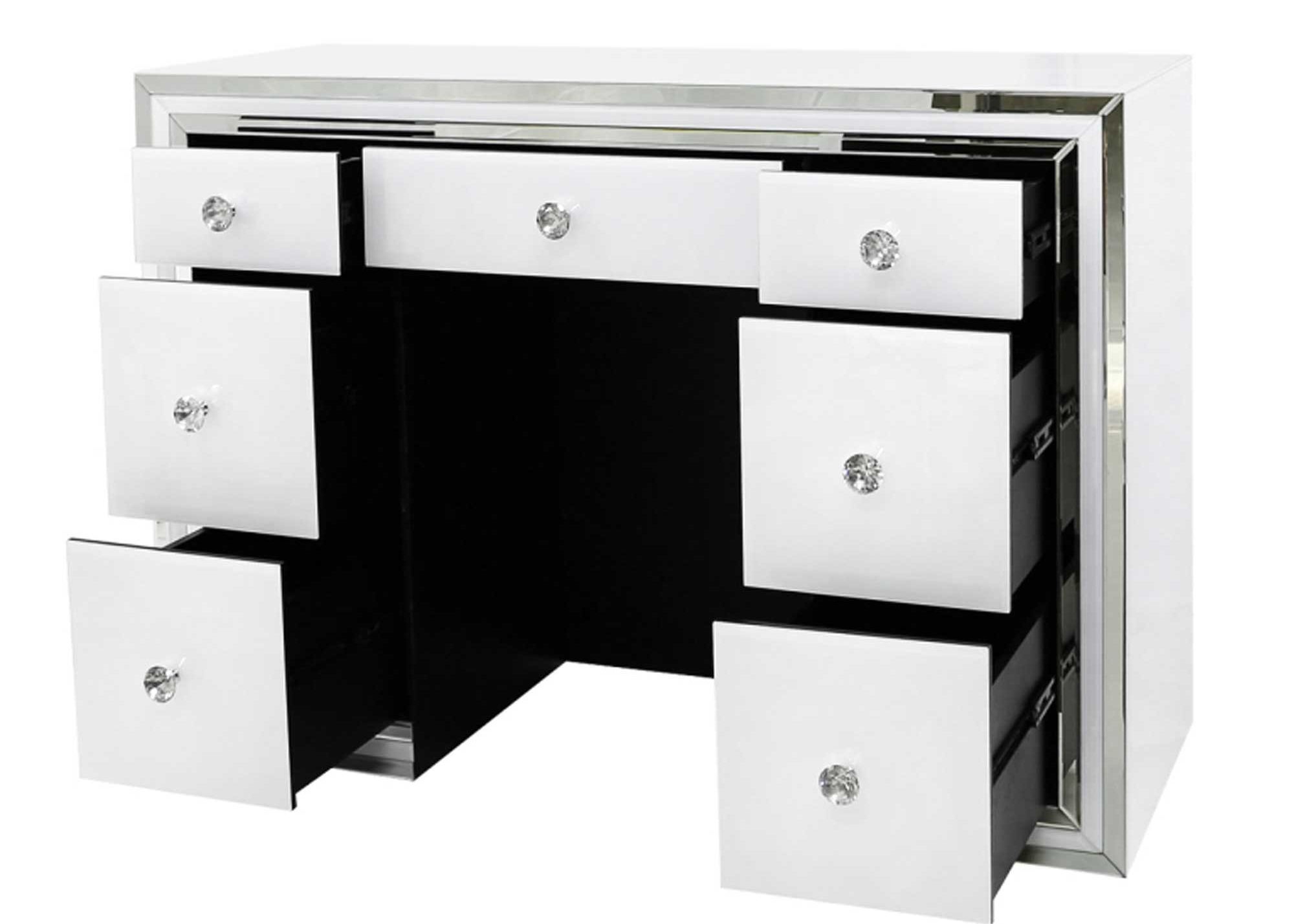 White Mirrored 7 Drawer Dressing Table with 120X44X85CM Dimensions