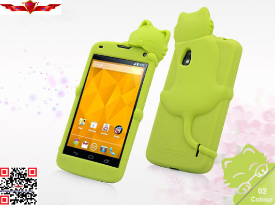 Fashion Design Colorful Cartoon Silicone Cover Case For LG Nexus 4 E960 High Quality