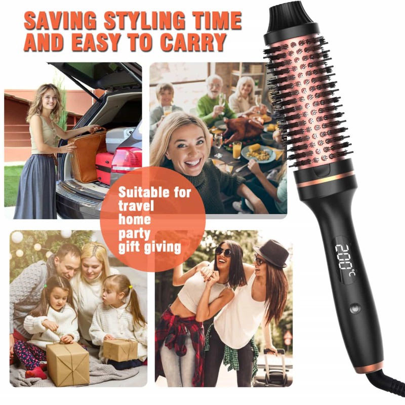 Professional Portable Hair Brush Comb LED Temperature Display PTC Heater Thermal Brushes Fast Heating 65W Multi-Function