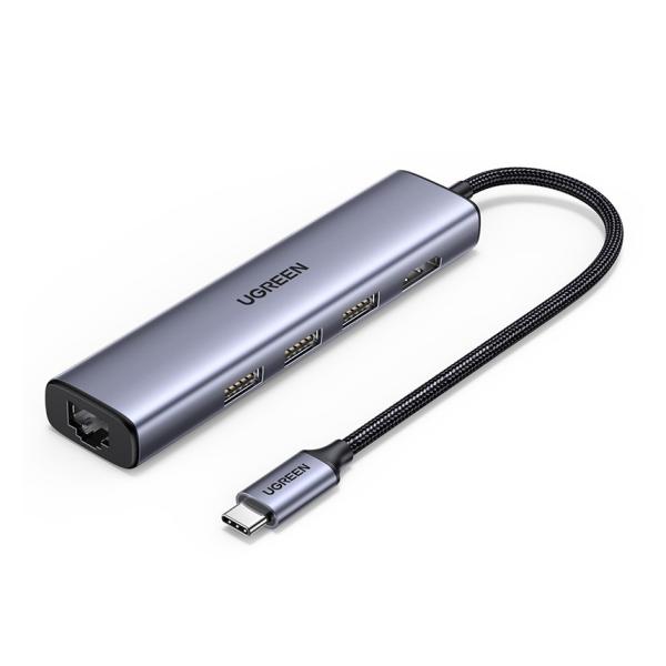 Adaptateur multiport hybride USB C de 5 Gbps 5 en 1 Hub USB C avec 3 HDMI USB3.0 et RJ45