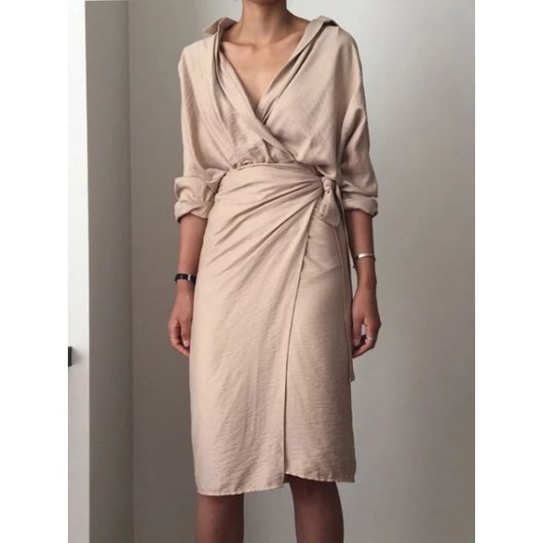 Осень рукава 2018 женщин платья падения дам Линен свободных длинная