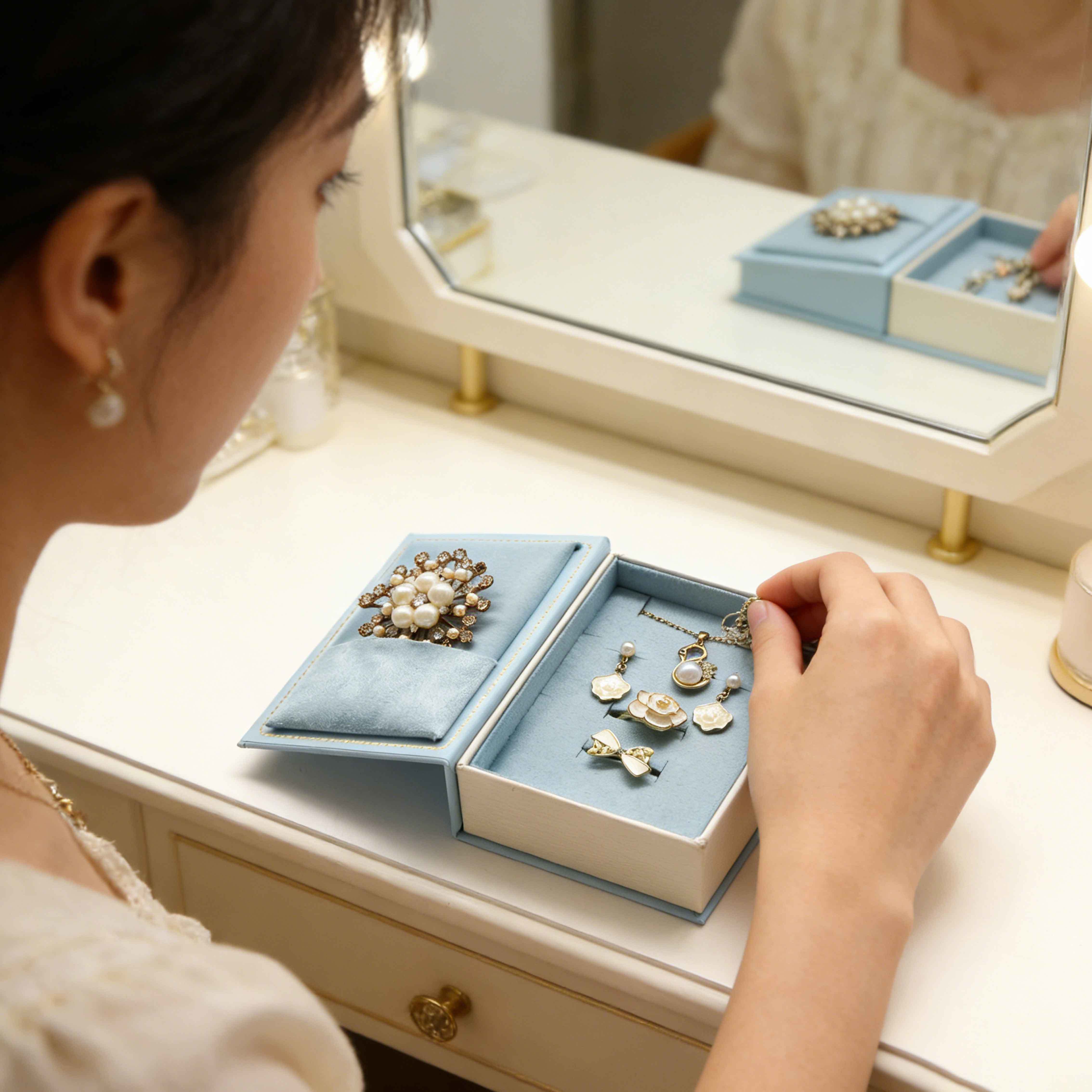 Luxury Square Paper Jewelry Box Rectangle Book Shape Custom Embossed Jewelry Boxes